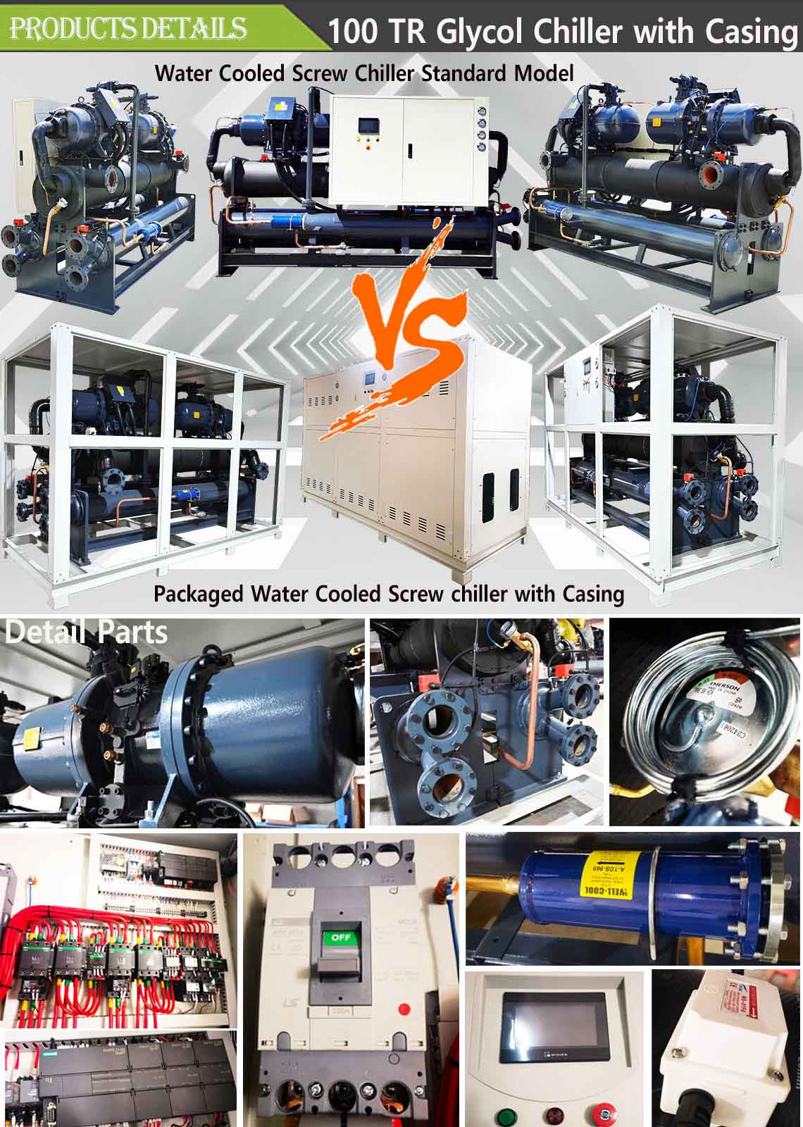 100Ton packed water cooled screw chiller details 100Ton packed water cooled screw chiller details