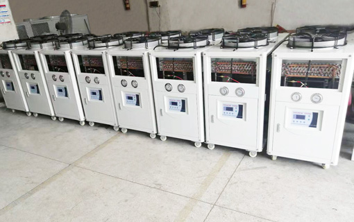 5 HP Air cooled water chiller waiting for testing 